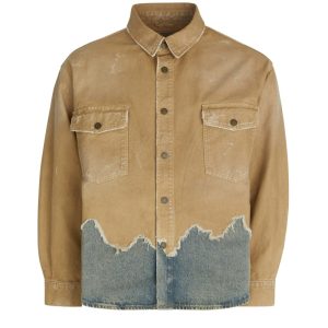 distressed canvas shirt jacket
