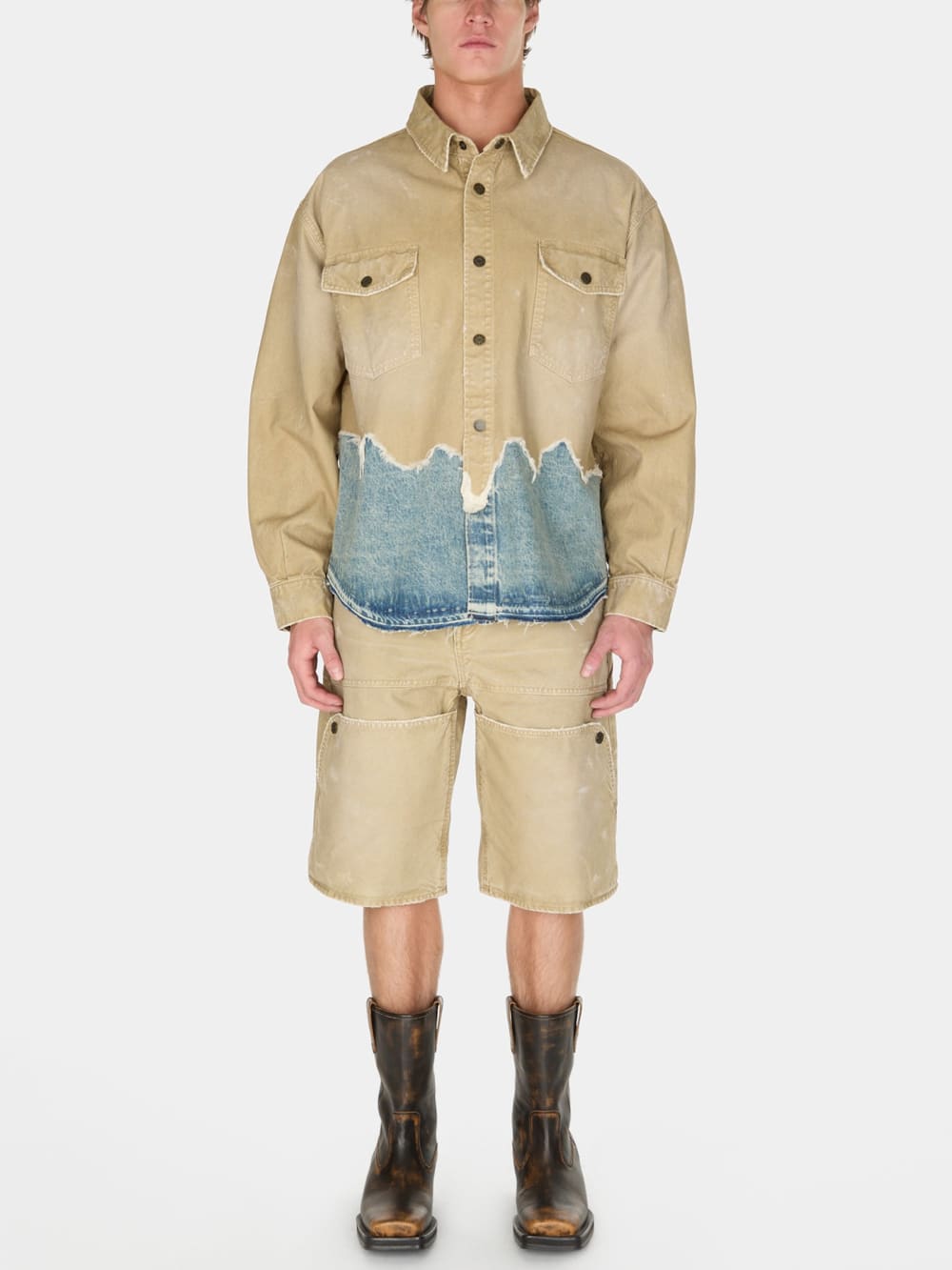 distressed canvas shirt jacket - Image 2