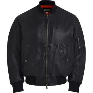 cropped leather flight jacket