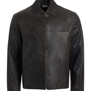 crackled leather jacket