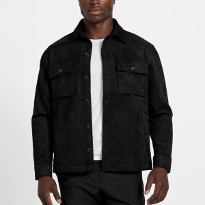 Faux suede overshirt