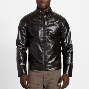 faux leather biker jacket