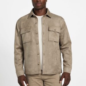 Faux suede overshirt