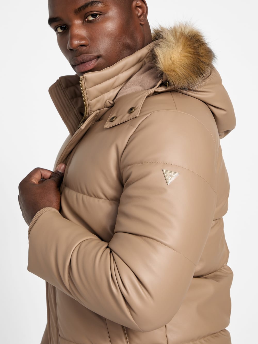 Eco Faux-Leather Puffer Jacket - Image 3