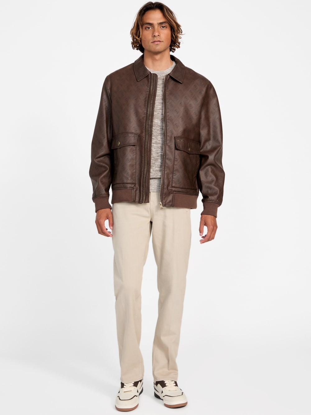 Monogram Faux-Leather Aviator Jacket - Image 2