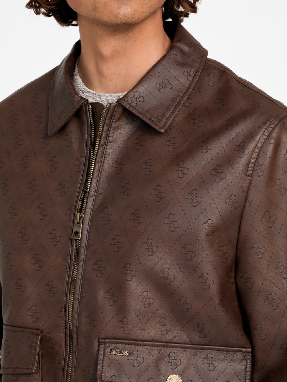 Monogram Faux-Leather Aviator Jacket - Image 3