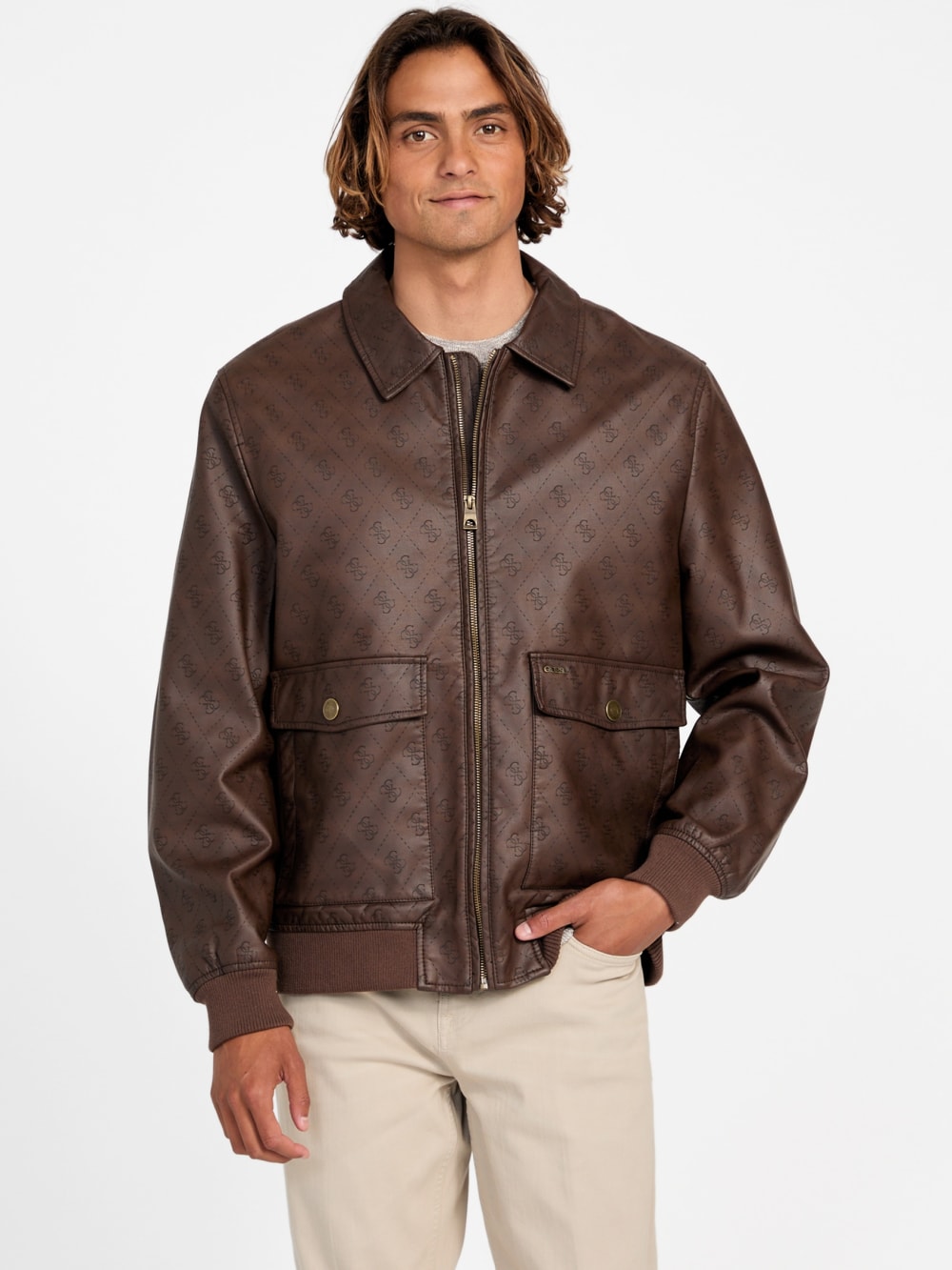 Monogram Faux-Leather Aviator Jacket - Image 5