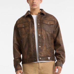 GUESS Originals Faux-Leather Trucker Jacket