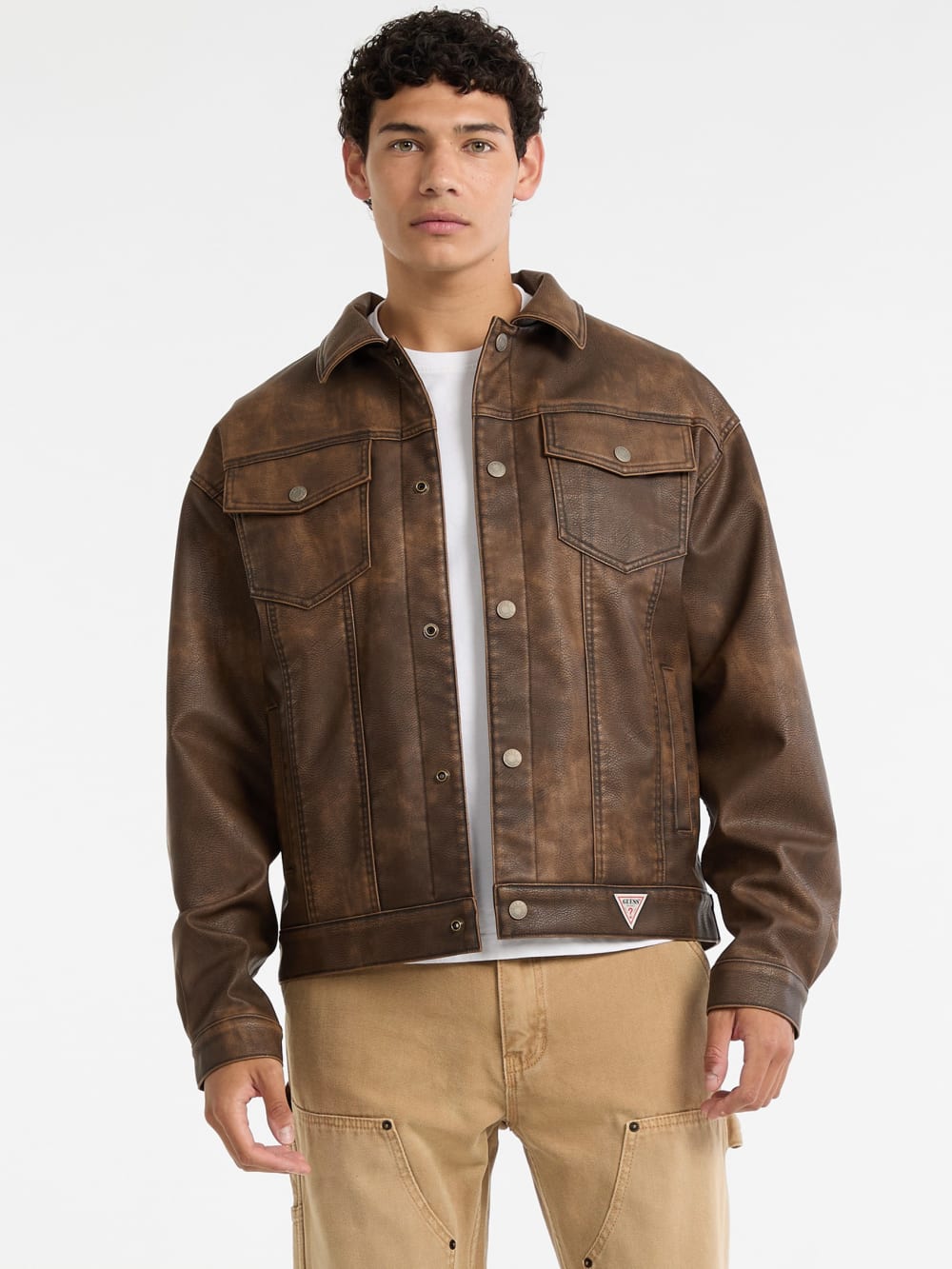 GUESS Originals Faux-Leather Trucker Jacket