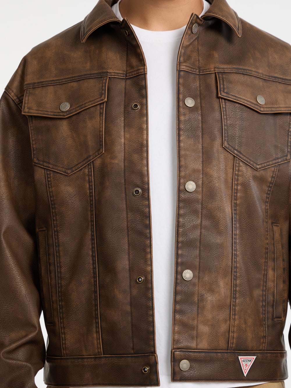GUESS Originals Faux-Leather Trucker Jacket - Image 3