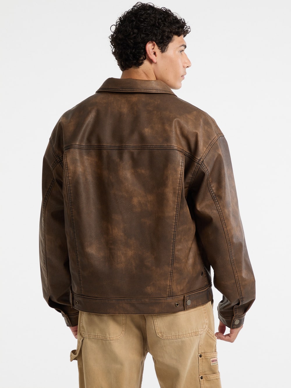GUESS Originals Faux-Leather Trucker Jacket - Image 4