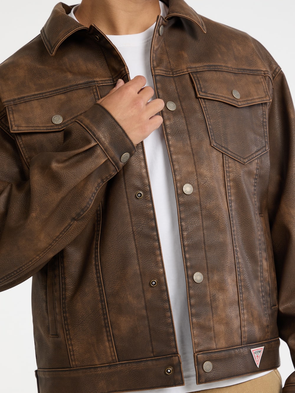 GUESS Originals Faux-Leather Trucker Jacket - Image 5