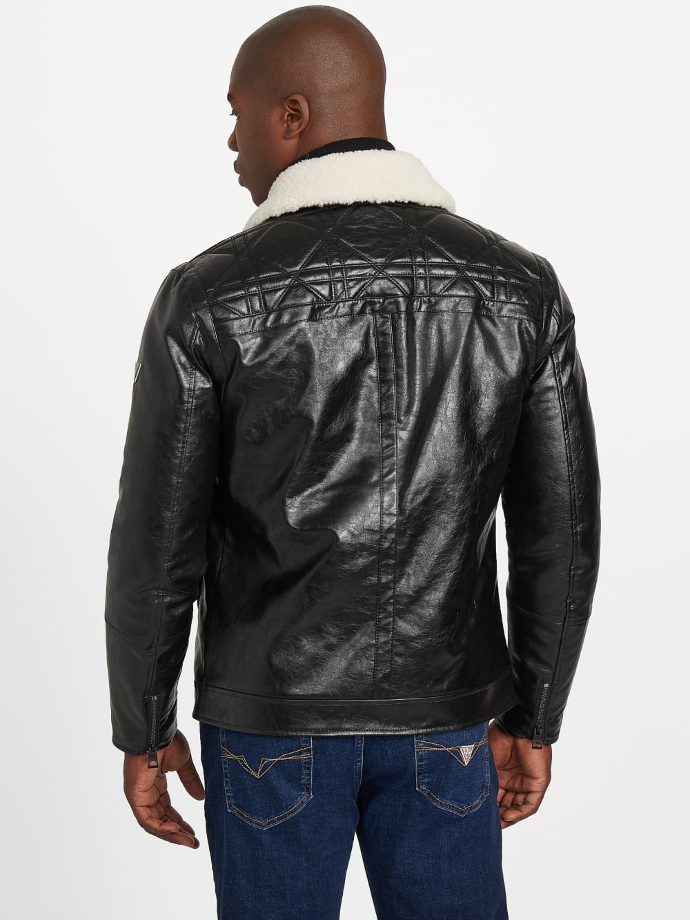 Faux-Leather Quilting Motif Jacket - Image 4