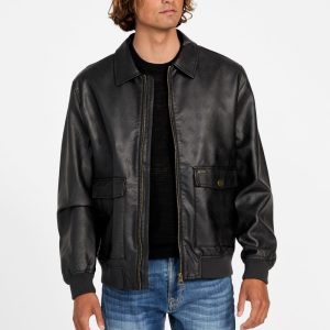 Monogram Faux-Leather Aviator Jacket