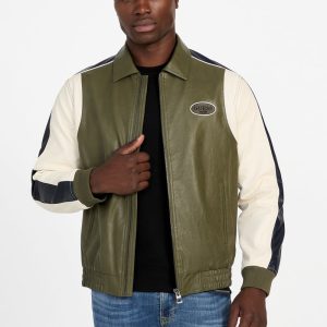 Color-Block Faux-Leather Jacket