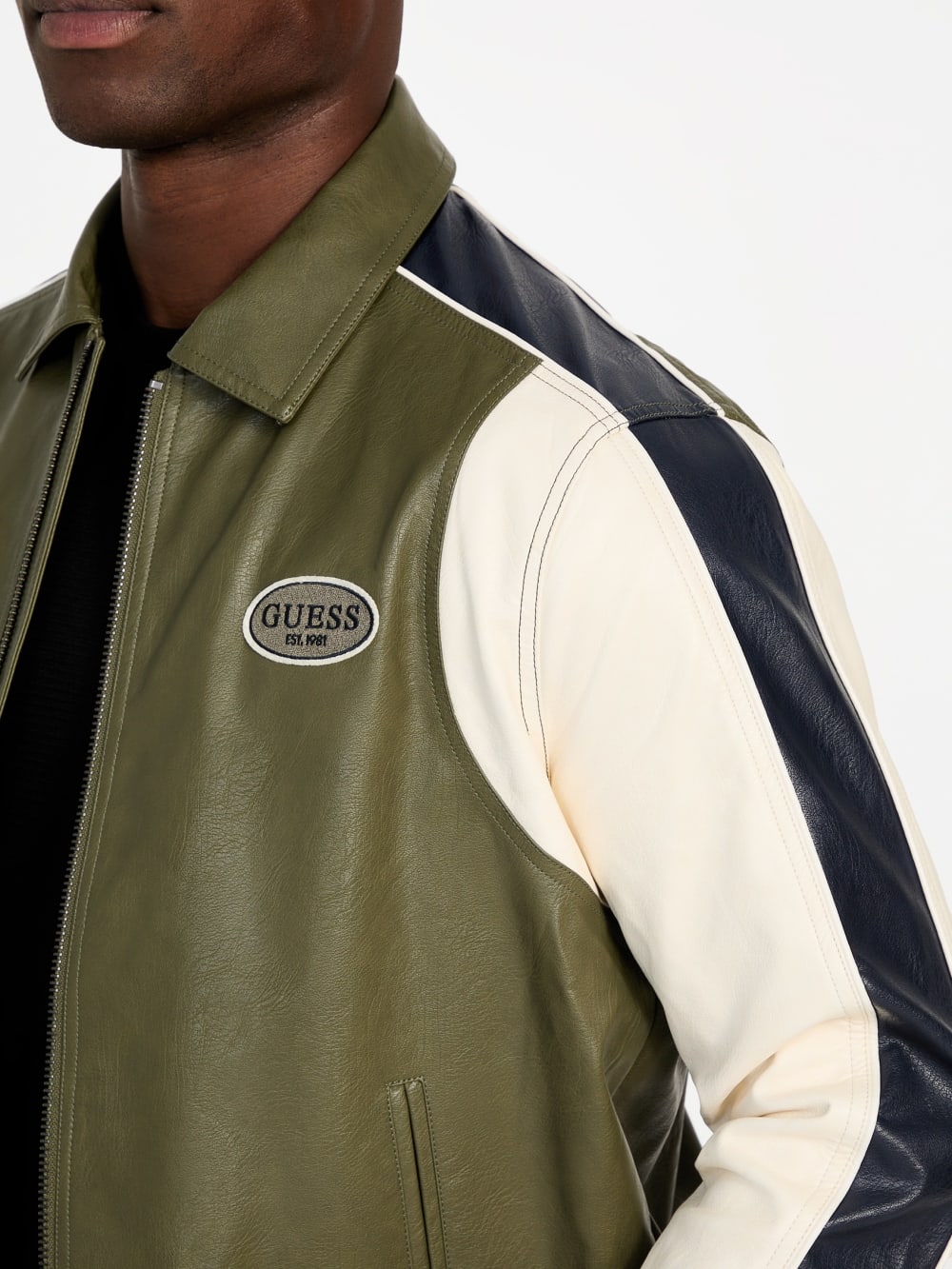 Color-Block Faux-Leather Jacket - Image 3