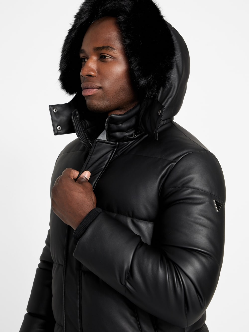 Eco Faux-Leather Puffer Jacket - Image 3