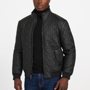G Chain Quilted Faux-Leather Jacket