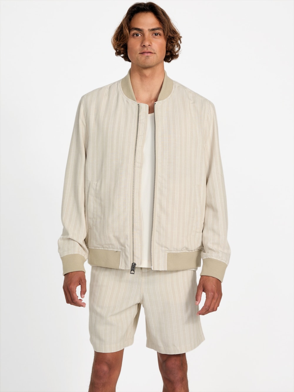 Eco Fletcher Striped Linen Flight Jacket