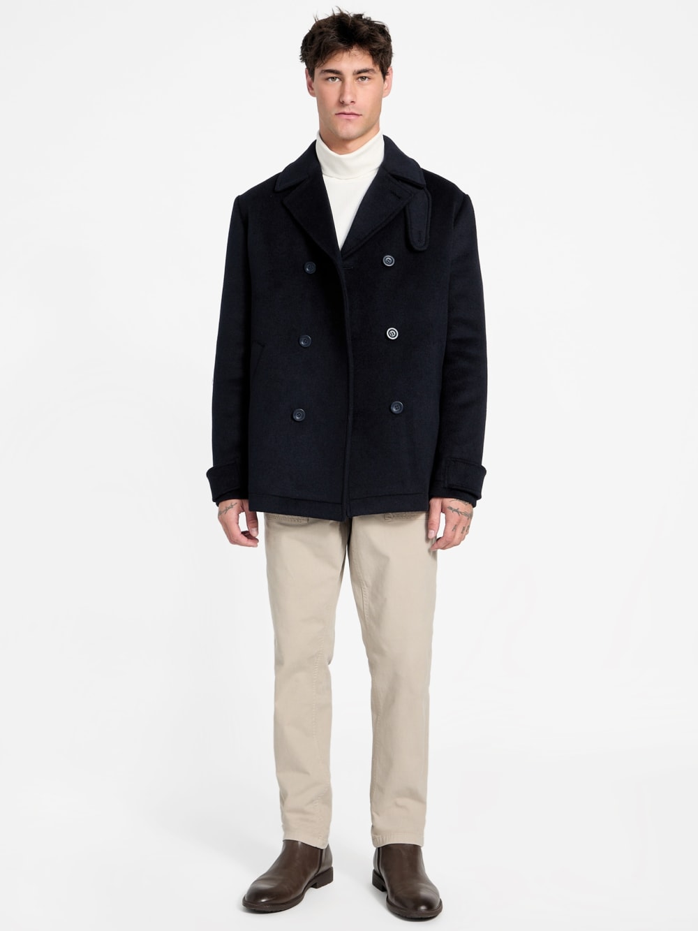 Eco Double-Breasted Wool-Blend Peacoat - Image 2