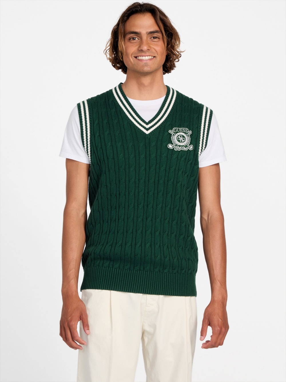 Eco Holden V-Neck Cable-Knit Vest
