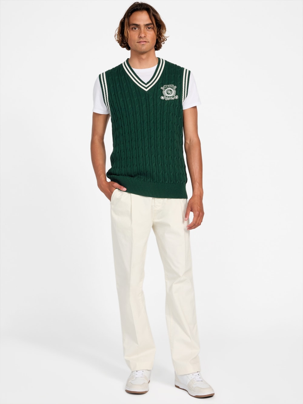 Eco Holden V-Neck Cable-Knit Vest - Image 2