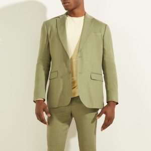 Linen-Blend Single Breasted Blazer