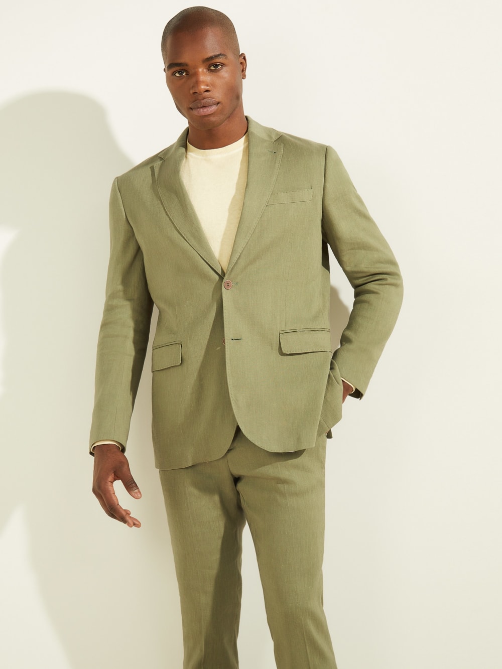 Linen-Blend Single Breasted Blazer - Image 3