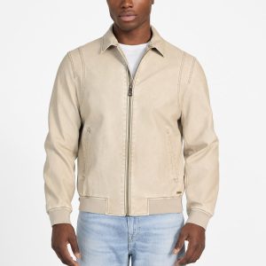 Faux-Leather Aviator Jacket