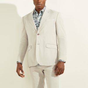 Linen-Blend Single Breasted Blazer