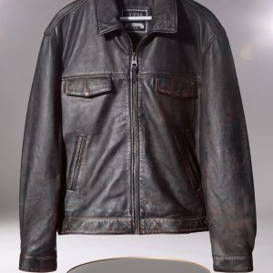 Distressed Leather Flight Jacket