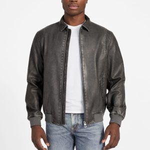 Faux-Leather Aviator Jacket