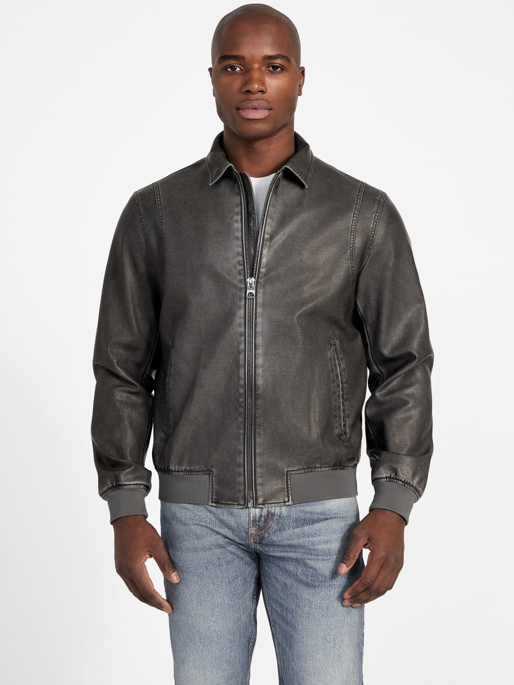 Faux-Leather Aviator Jacket - Image 4