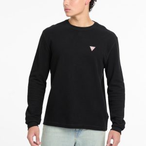 Waffle-Knit Mini Triangle Long-Sleeve Tee