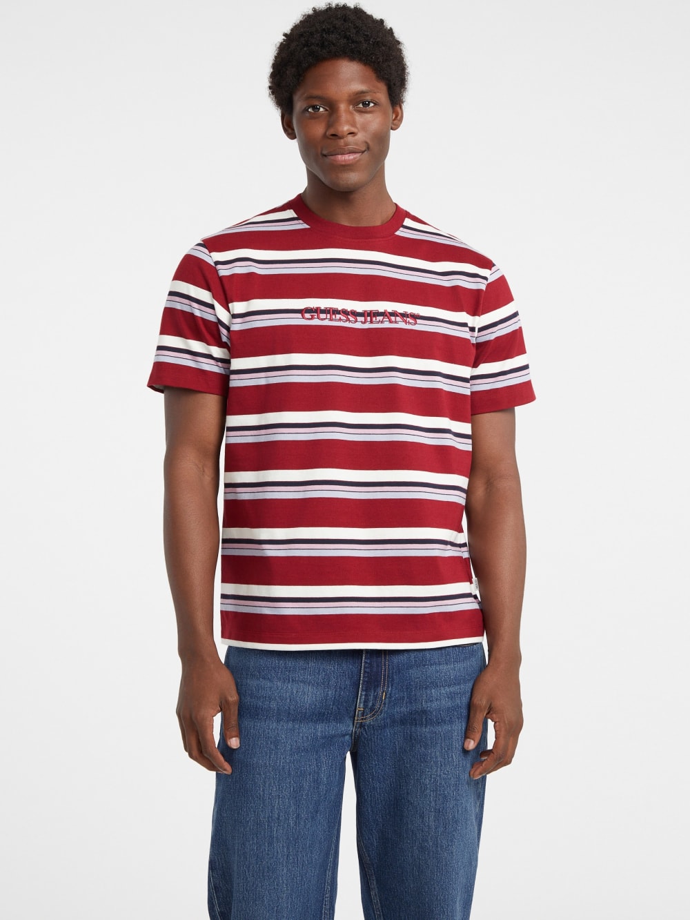Regular Striped Embroidered Logo Tee