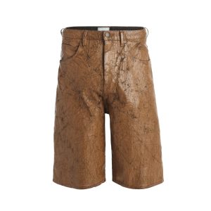peeled denim shorts