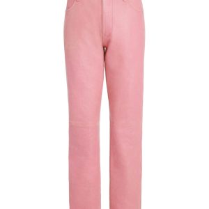 Cracked Leather Flared Pants
