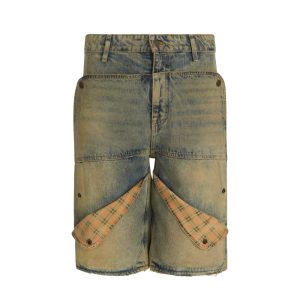 washed denim utility short