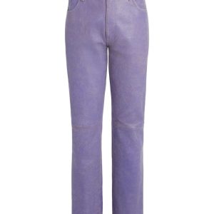 Cracked Leather Flared Pants