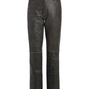 Cracked Leather Flared Pants