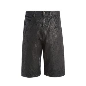 peeled denim shorts