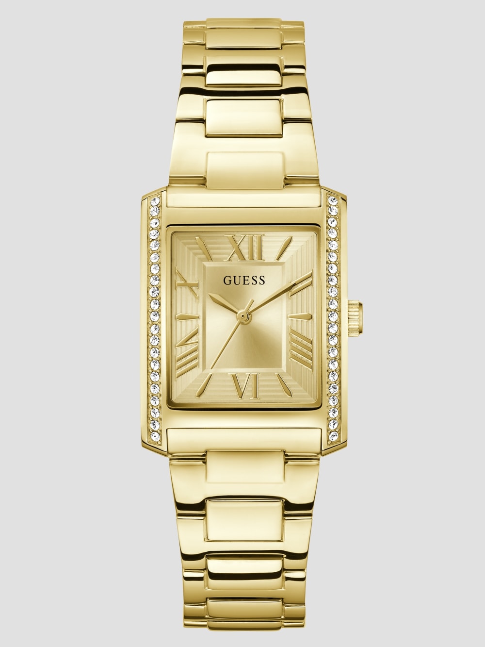 Gold-Tone Crystal Square Analog Watch