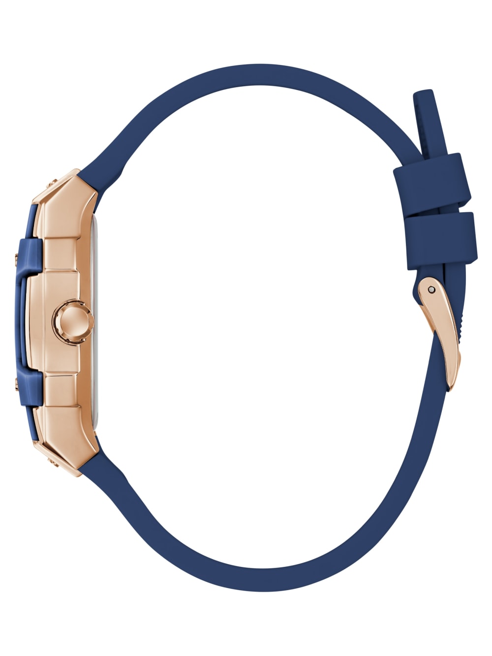 Rose Gold-Tone and Blue Silicone Multifunction Watch - Image 2