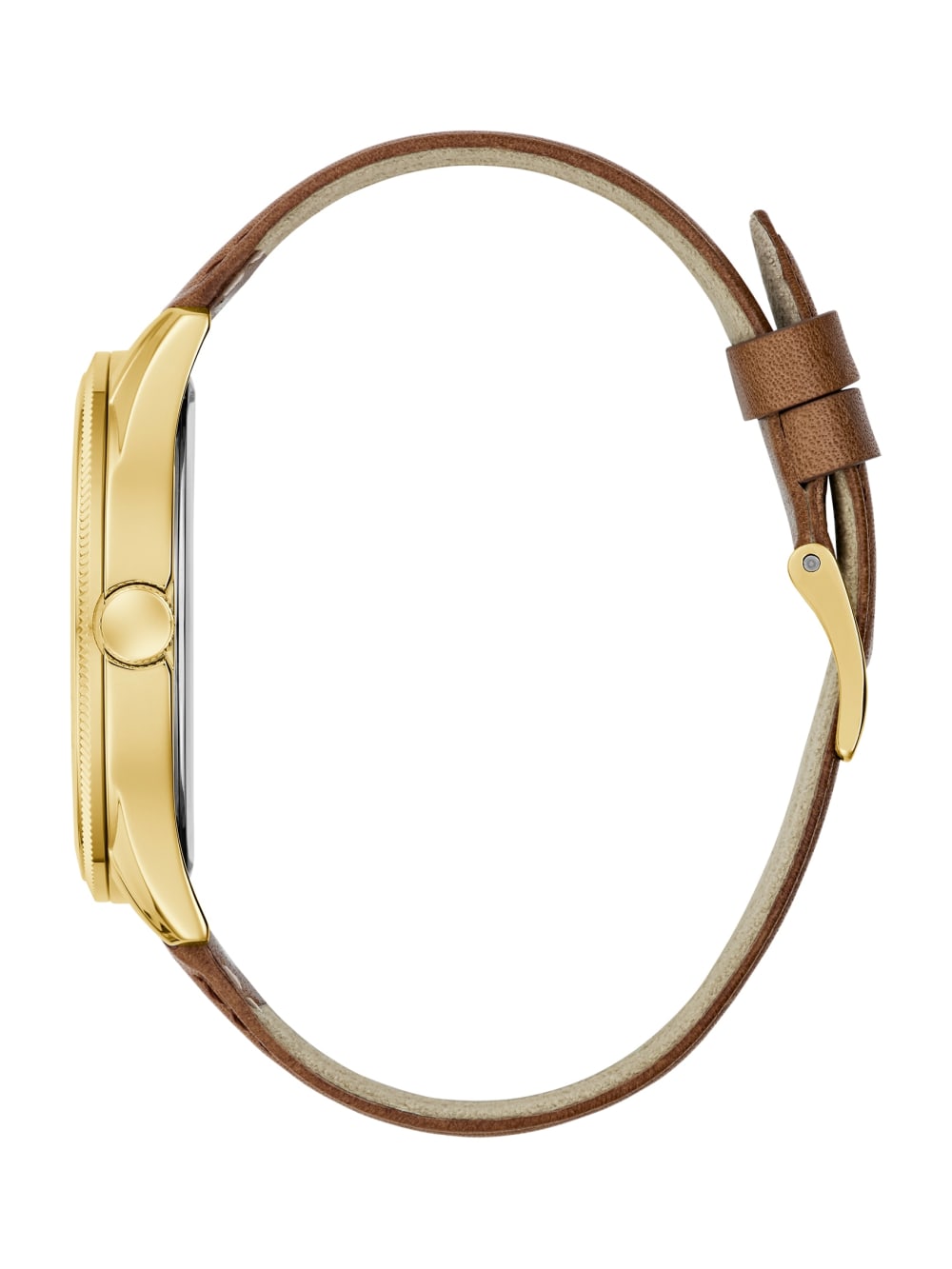 Two-Tone and Brown Leather Analog Watch - Image 2