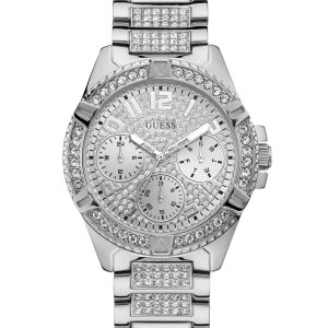 Rhinestone Silver-Tone Multifunction Watch