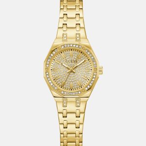 Gold-Tone Rhinestone Analog Watch