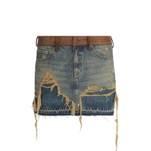 layer denim skirt