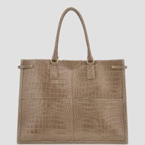 Isa Crocodile-Embossed Leather Tote