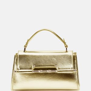 Iris Metallic Leather Top Handle Bag