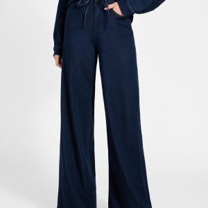 Wide-leg lyocell jeans